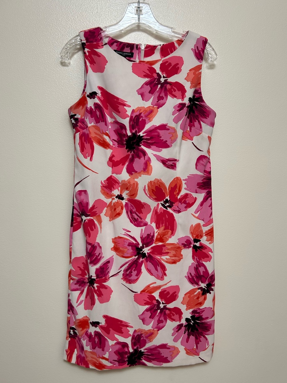 Mario Serrani Italy Pink and Coral Floral Sheath Dress (Size 8)